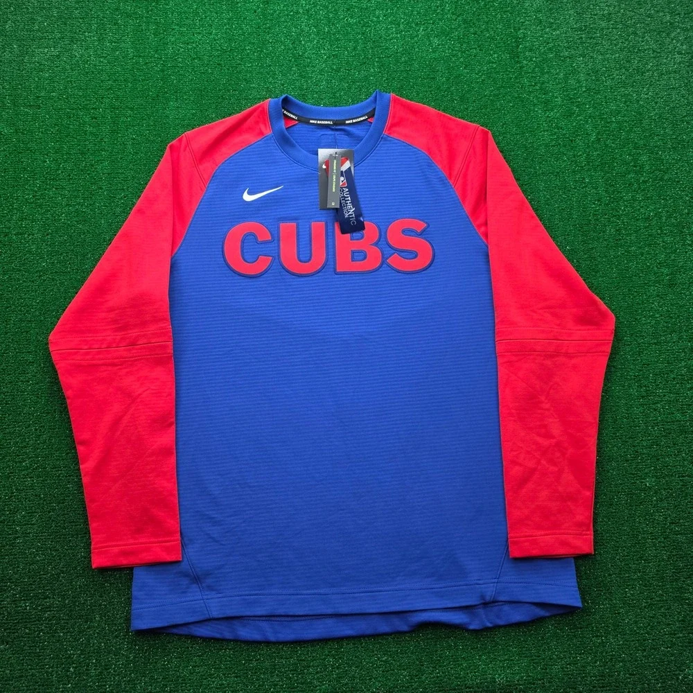 Chicago Cubs Nike Baseball MLB Dugout Pullover Shirt Mens Large NWT NKM8-199N